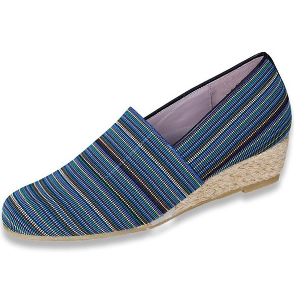 SAS | Becky - Jute-Wrapped Wedge in Bright Blue Stripe Made in Italy | 8WW - Picture 7 of 9